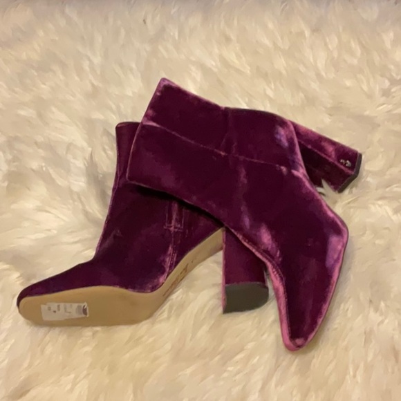 Sam Edelman Codie Leather Ankle Boots Women Deep Orchid Side Zip Closure Size 9 - Picture 7 of 12